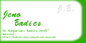 jeno badics business card